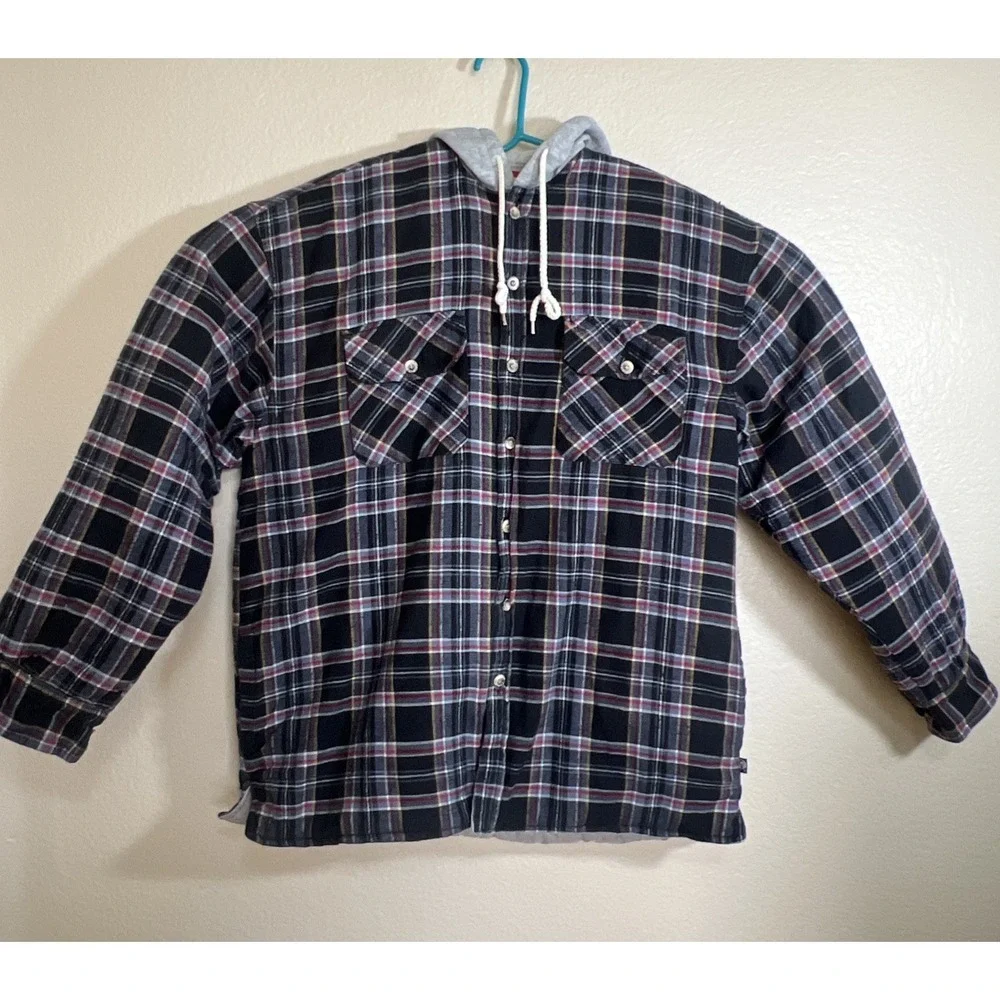 Vintage Wrangler Quilted Lined Plaid Flannel Button Western Shirt Jacket Mens XL